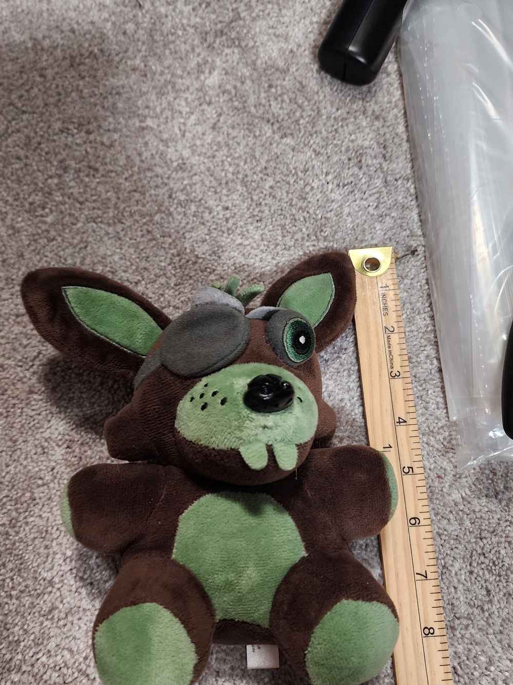 Brown and Green Plush Bunny Toy - Soft Cuddly Stuffed Animal